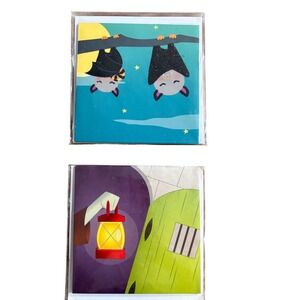 2 Treasures Halloween Pop-Up‎ Greeting Card - Bats and Haunted House Skeleton